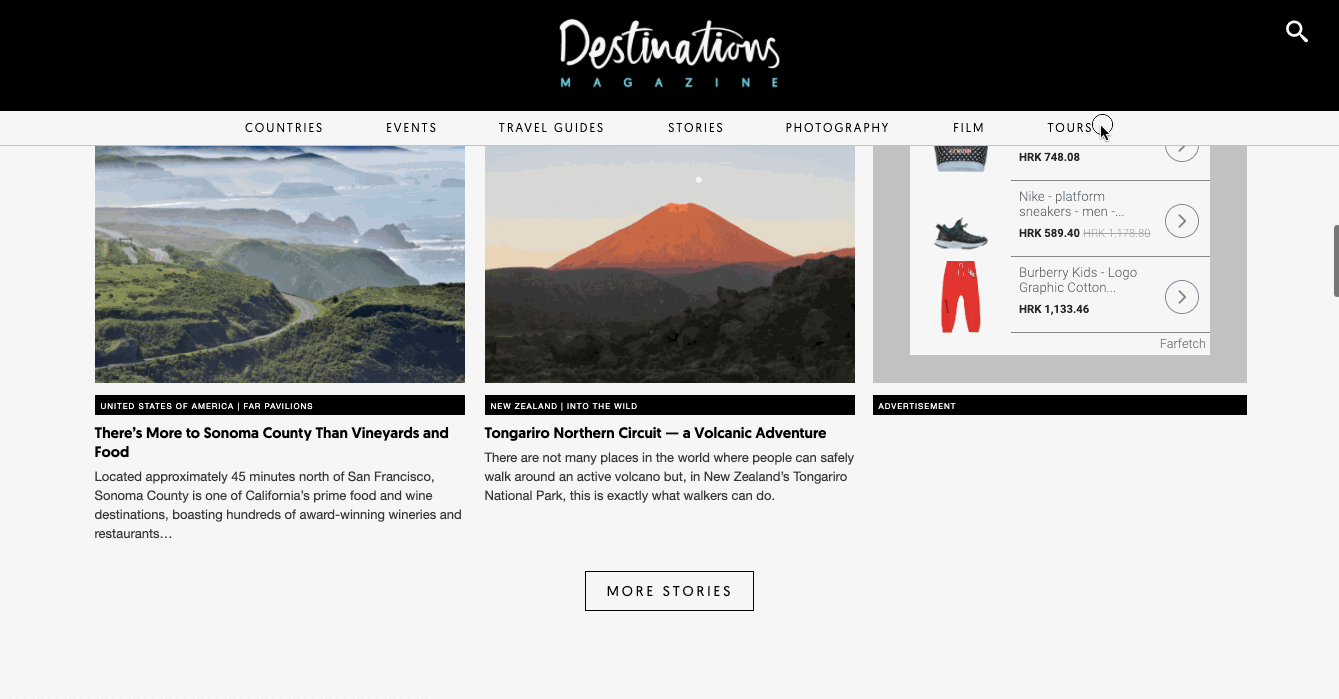 destinations magazine website preview
